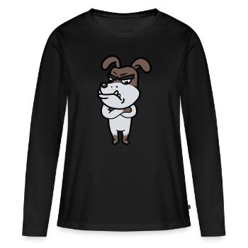 Chien de garde féroce chien de garde chien de combat - T-shirt manches longues Premium bio Femme - noir - Devant - Julia (174cm)