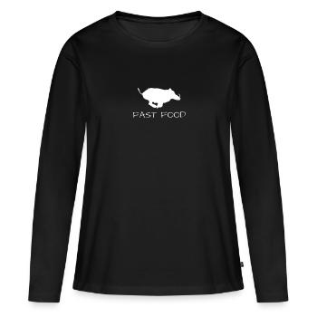 FAST FOOD - Edition Limitée Sanglier - T-shirt manches longues Premium bio Femme - noir - Devant - Julia (174cm)