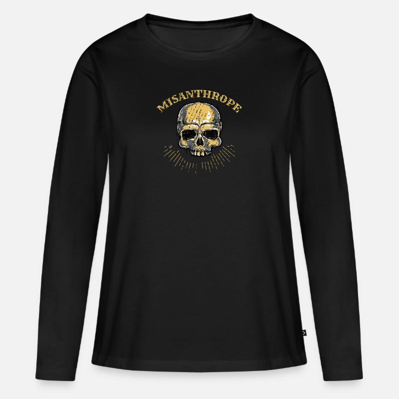 Schädel Misanthrop - Frauen Premium Bio Langarmshirt - Schwarz