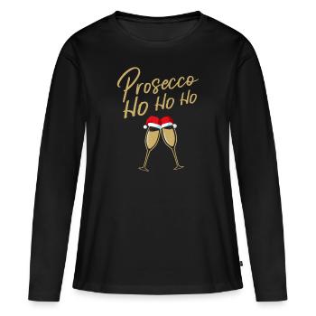 Prosecco Ho Ho Ho Verre à Cadeau - T-shirt manches longues Premium bio Femme - noir - Devant - Julia (174cm)