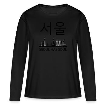 Séoul a une âme - Horizon de Séoul - T-shirt manches longues Premium bio Femme - noir - Devant - Julia (174cm)