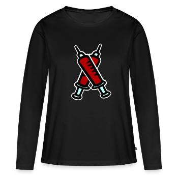 Bloody seringue sang dessiner médecin phobie premiers secours - T-shirt manches longues Premium bio Femme - noir - Devant - Julia (174cm)