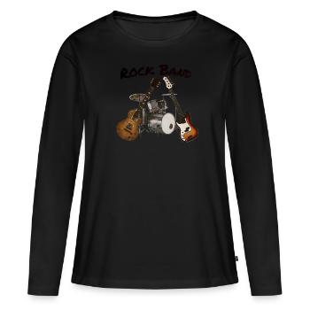 Rock Band - Frauen Premium Bio Langarmshirt - Schwarz - Vorne - Julia (174cm)