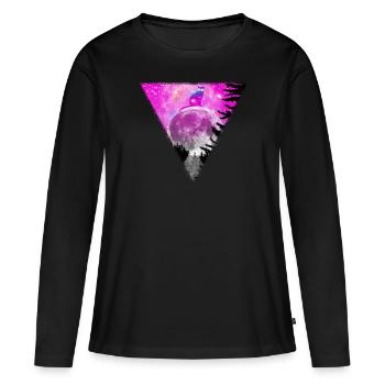 Riesige Katze auf dem Mond. - Frauen Premium Bio Langarmshirt - Schwarz - Vorne - Julia (174cm)