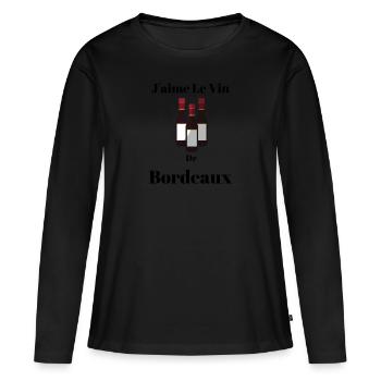 t-shirt j’aime le vin humour cadeau anniversaire - T-shirt manches longues Premium bio Femme - noir - Devant - Julia (174cm)