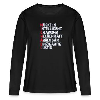 Michael - Frauen Premium Bio Langarmshirt - Schwarz - Vorne - Julia (174cm)