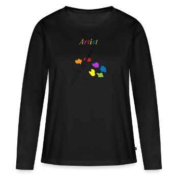 artiste - T-shirt manches longues Premium bio Femme - noir - Devant - Julia (174cm)