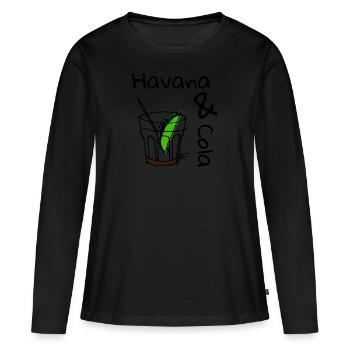 La Havane et . La Havane & Cola - T-shirt manches longues Premium bio Femme - noir - Devant - Julia (174cm)