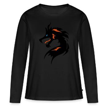 OolCool Dragon Head-I Love Dragon- 龍 - Frauen Premium Bio Langarmshirt - Schwarz - Vorne - Julia (174cm)