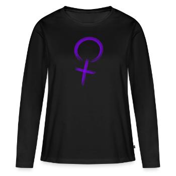 Femmes symbole justice femme puissance violet - T-shirt manches longues Premium bio Femme - noir - Devant - Julia (174cm)
