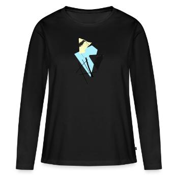 Hippe abstrakte, geometrische Formen & Shapes - Frauen Premium Bio Langarmshirt - Schwarz - Vorne - Julia (174cm)