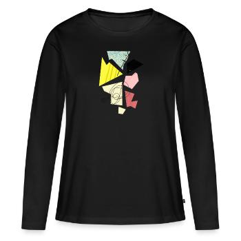 Hippe abstrakte, geometrische Formen & Shapes - Frauen Premium Bio Langarmshirt - Schwarz - Vorne - Julia (174cm)