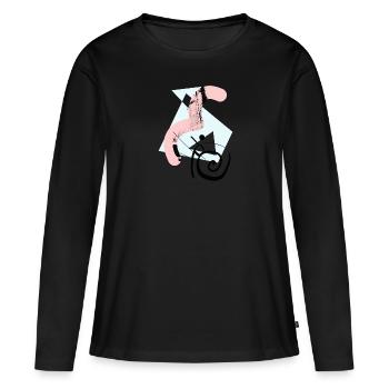 Abstract Geometric Shapes & Shapes - Women's Premium Organic Long Sleeve Shirt - black - Front - Julia (174cm)