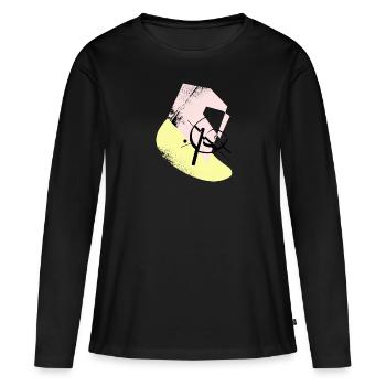 Hippe abstrakte, geometrische Formen & Shapes - Frauen Premium Bio Langarmshirt - Schwarz - Vorne - Julia (174cm)
