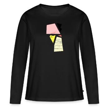 Hippe abstrakte, geometrische Formen & Shapes - Frauen Premium Bio Langarmshirt - Schwarz - Vorne - Julia (174cm)