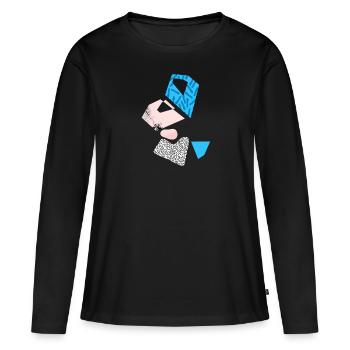Hippe abstrakte, geometrische Formen & Shapes - Frauen Premium Bio Langarmshirt - Schwarz - Vorne - Julia (174cm)