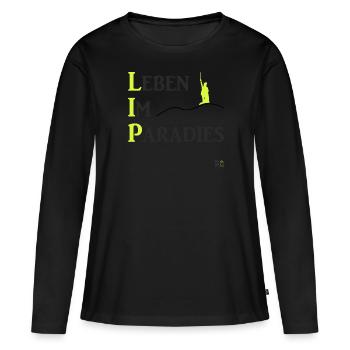 LIP Leben im Paradies, Kreis Lippe Hermannsdenkmal - Frauen Premium Bio Langarmshirt - Schwarz - Vorne - Julia (174cm)
