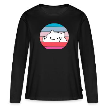 Chat Bongo - T-shirt manches longues Premium bio Femme - noir - Devant - Julia (174cm)