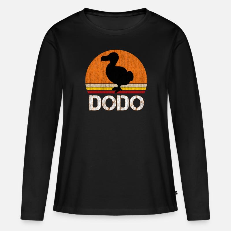Cooles Dodo Vintage Design - Frauen Premium Bio Langarmshirt - Schwarz