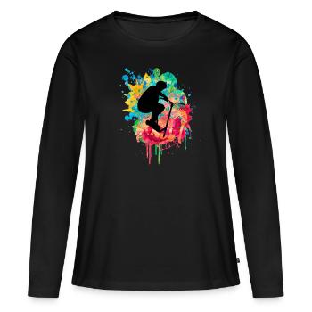 Conception de trottinette acrobatique sportive - T-shirt manches longues Premium bio Femme - noir - Devant - Julia (174cm)