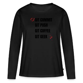 git commit git push git coffee git geek développeu - T-shirt manches longues Premium bio Femme - noir - Devant - Julia (174cm)