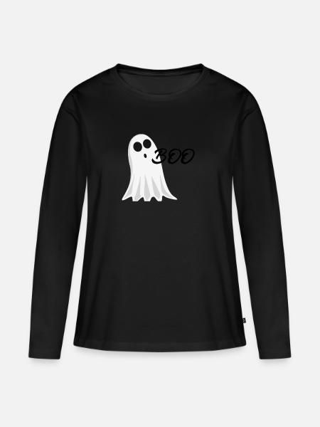 Geist Gespenst - Frauen Premium Bio Langarmshirt - Schwarz