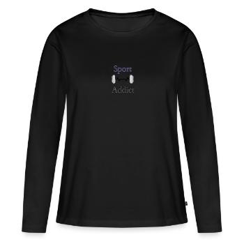 Sport addict, Fan de fitness , Sport extérieur, - T-shirt manches longues Premium bio Femme - noir - Devant - Julia (174cm)