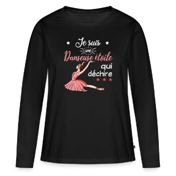 Danseuse de ballet étoile fierté. Cadeau passion - T-shirt manches longues Premium bio Femme - noir - Devant - Julia (174cm)