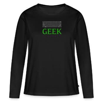 Geek - T-shirt manches longues Premium bio Femme - noir - Devant - Julia (174cm)