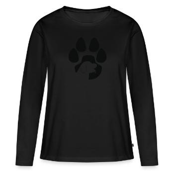 Hund in einer Hundepfote - Frauen Premium Bio Langarmshirt - Schwarz - Vorne - Julia (174cm)