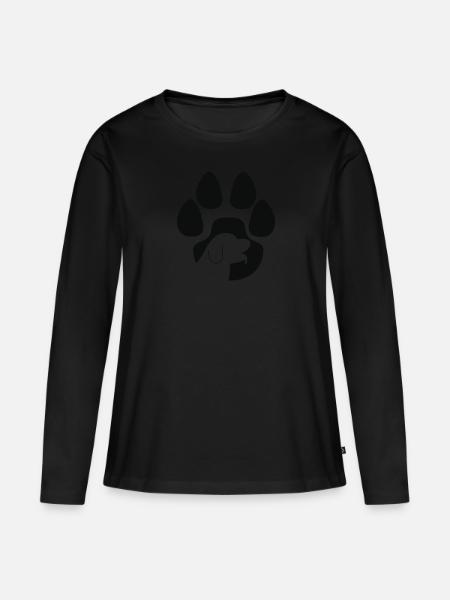 Hund in einer Hundepfote - Frauen Premium Bio Langarmshirt - Schwarz