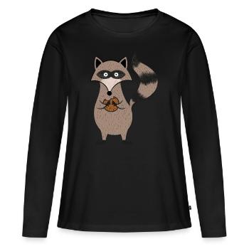 cookie racoon - Frauen Premium Bio Langarmshirt - Schwarz - Vorne - Julia (174cm)