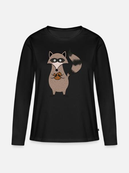 cookie racoon - Frauen Premium Bio Langarmshirt - Schwarz