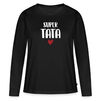 Meilleure Tata du monde Fête des mères Cadeau - Frauen Premium Bio Langarmshirt - Schwarz - Vorne - Julia (174cm)