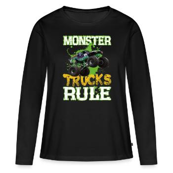 Monster trucks rule - T-shirt manches longues Premium bio Femme - noir - Devant - Julia (174cm)