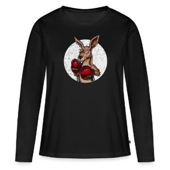 Boxer Kangourou pour les arts martiaux - T-shirt manches longues Premium bio Femme - noir - Devant - Julia (174cm)