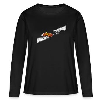 La saucisse au curry divin - T-shirt manches longues Premium bio Femme - noir - Devant - Julia (174cm)