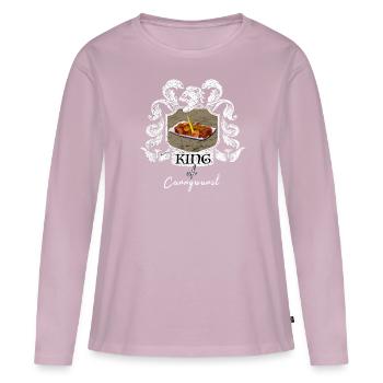 King Of Currywurst - T-shirt manches longues Premium bio Femme - rose poudré - Devant - Julia (174cm)