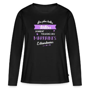 Marraines extraordinaires - T-shirt manches longues Premium bio Femme - noir - Devant - Julia (174cm)