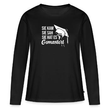 Master Abschluss Geschenk Student - Frauen Premium Bio Langarmshirt - Schwarz - Vorne - Julia (174cm)