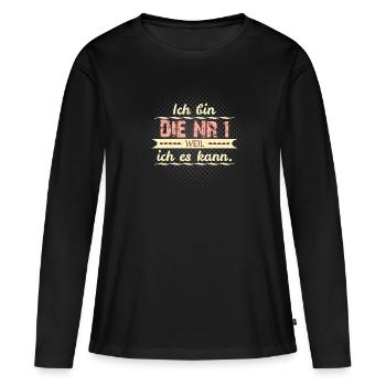 nummer 1 weil ich es kann - Frauen Premium Bio Langarmshirt - Schwarz - Vorne - Julia (174cm)