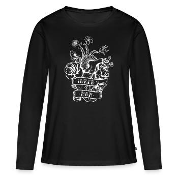 Maman encrée / Tatouage / Maman tatouée - T-shirt manches longues Premium bio Femme - noir - Devant - Julia (174cm)