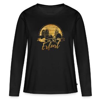 Erfurt - Frauen Premium Bio Langarmshirt - Schwarz - Vorne - Julia (174cm)