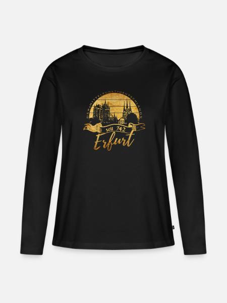 Erfurt - Frauen Premium Bio Langarmshirt - Schwarz