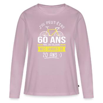 cycliste 60 ans anniversaire 60 ans vélo cyclisme - T-shirt manches longues Premium bio Femme - rose poudré - Devant - Julia (174cm)