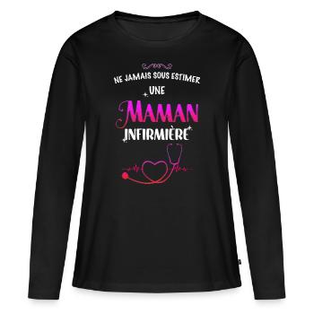 Mom Nurse Woman Strong Gift Nurse - Women's Premium Organic Long Sleeve Shirt - black - Front - Julia (174cm)