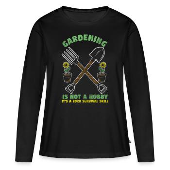 Gärtner Gärtnern Rechen - Frauen Premium Bio Langarmshirt - Schwarz - Vorne - Julia (174cm)