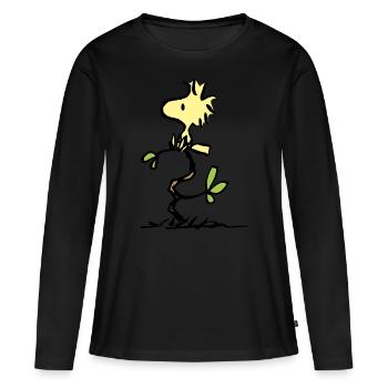 Peanuts Woodstock - Frauen Premium Bio Langarmshirt - Schwarz - Vorne - Julia (174cm)