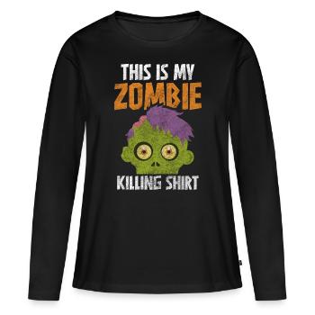 Zombie Apocalypse Zombie Hunters Pandémie Épidémie - T-shirt manches longues Premium bio Femme - noir - Devant - Julia (174cm)