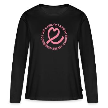 Cancer du sein - T-shirt manches longues Premium bio Femme - noir - Devant - Julia (174cm)
